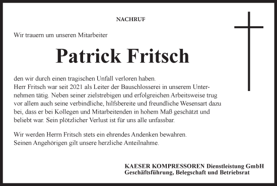 Anzeige von Patrick Fritsch von MGO