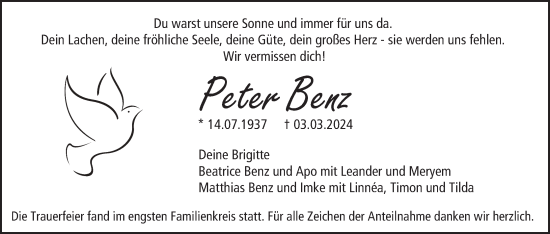 Anzeige von Peter Benz von MGO