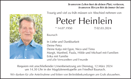 Anzeige von Peter Heinlein von MGO
