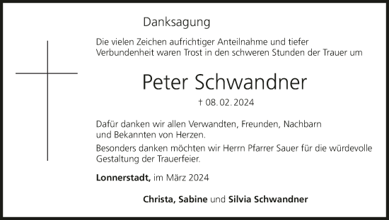 Anzeige von Peter Schwandner von MGO