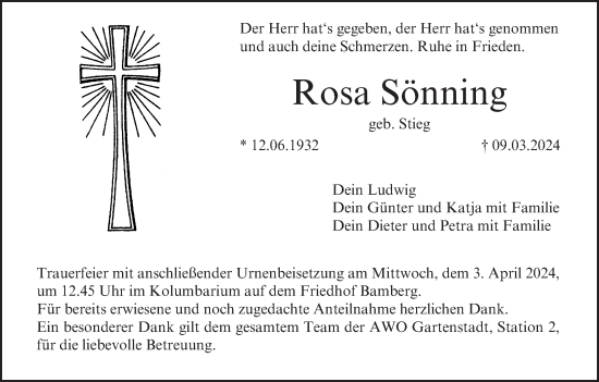 Anzeige von Rosa Sönning von MGO