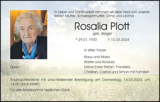 Anzeige von Rosalia Plott von MGO