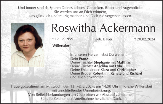 Anzeige von Roswitha Ackermann von MGO