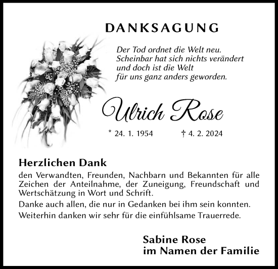 Anzeige von Ulrich Rose von MGO