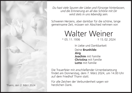 Anzeige von Walter Weiner von MGO