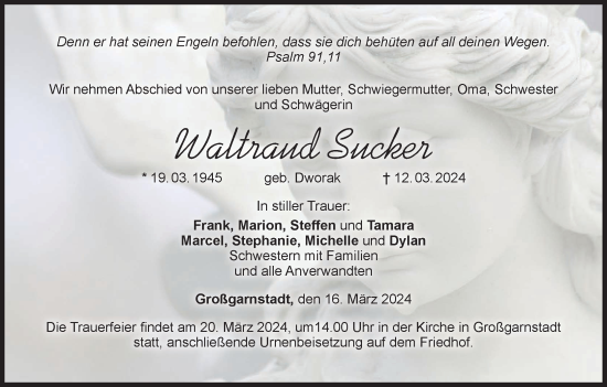 Anzeige von Waltraud Sucker von MGO