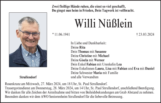 Anzeige von Willi Nüßlein von MGO