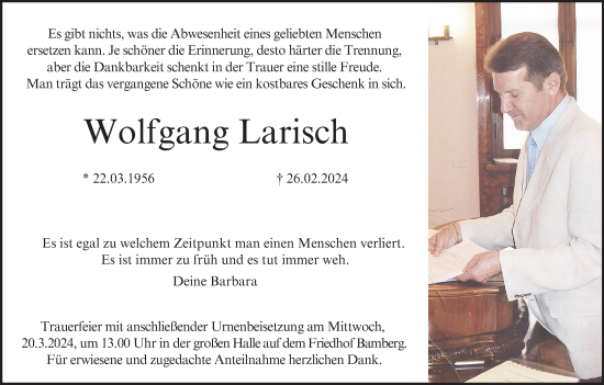 Anzeige von Wolfgang Larisch von MGO