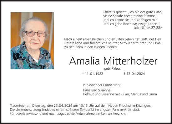 Anzeige von Amalia Mitterholzer von MGO