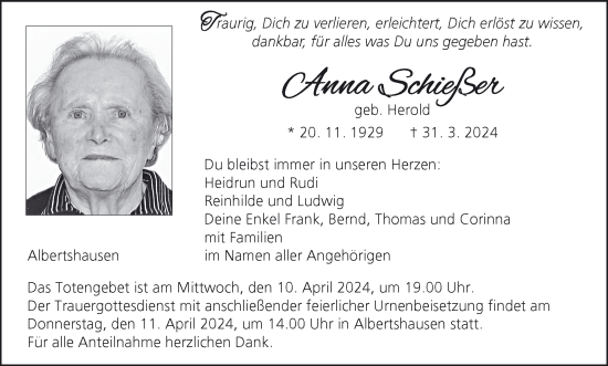 Anzeige von Anna Schießer von MGO