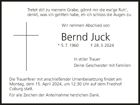 Anzeige von Bernd Juck von MGO