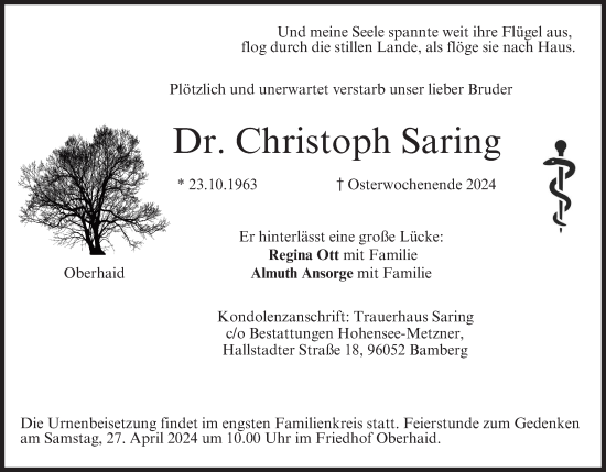 Anzeige von Christoph Saring von MGO