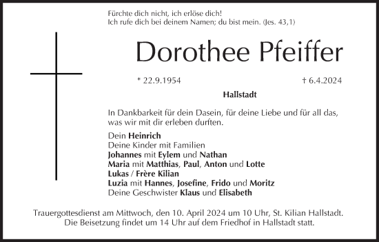 Anzeige von Dorothee Pfeiffer von MGO