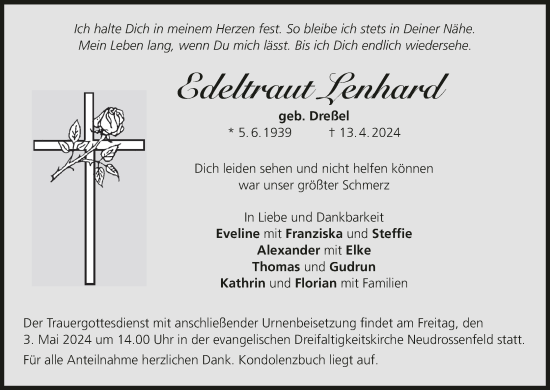 Anzeige von Edeltraut Lenhard von MGO