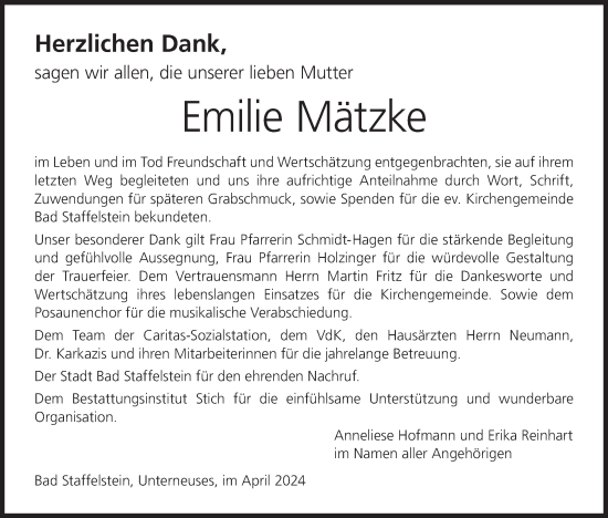 Anzeige von Emilie Mätzke von MGO