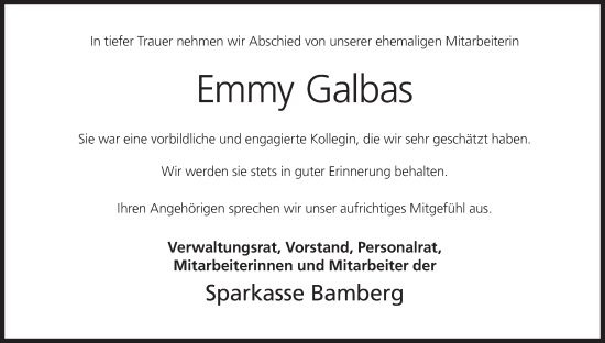 Anzeige von Emmy Galbas von MGO