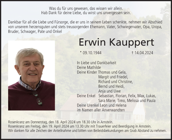 Anzeige von Erwin Kauppert von MGO