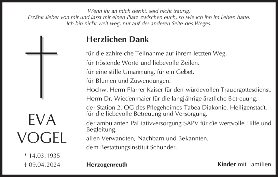 Anzeige von Eva Vogel von MGO