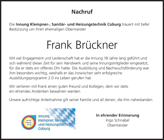 Anzeige von Frank Brückner von MGO