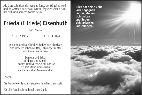 Anzeige von Frieda Eisenhuth von MGO