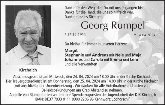 Anzeige von Georg Rumpel von MGO