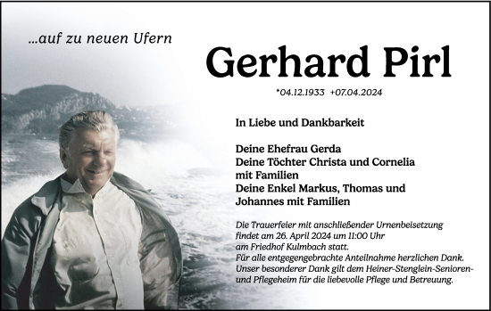 Anzeige von Gerhard Pirl von MGO