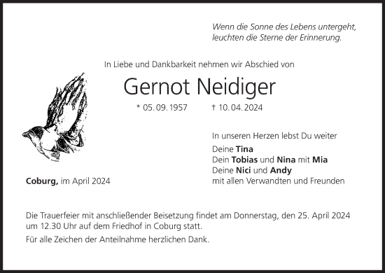 Anzeige von Gernot Neidiger von MGO