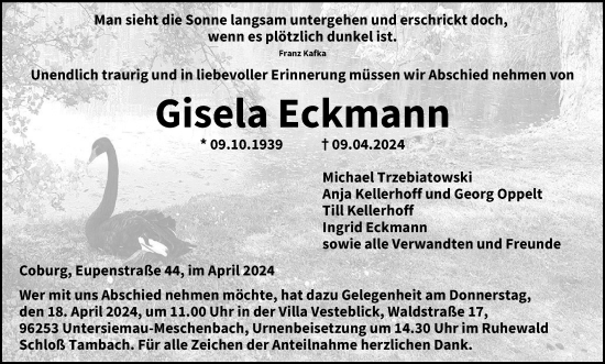 Anzeige von Gisela Eckmann von MGO