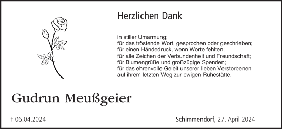 Anzeige von Gudrun Meußgeier von MGO
