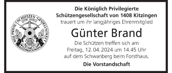 Anzeige von Günter Brand von MGO