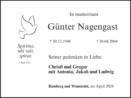 Anzeige von Günter Nagengast von MGO