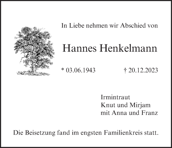 Anzeige von Hannes Henkelmann von MGO