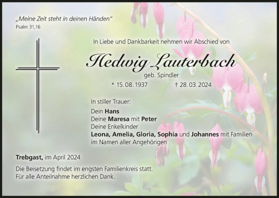 Anzeige von Hedwig Lauterbach von MGO