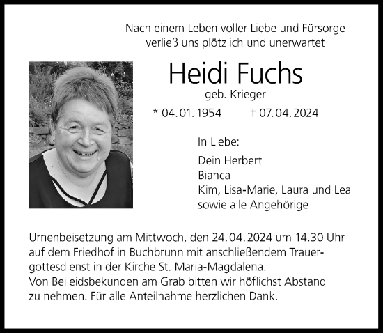Anzeige von Heidi Fuchs von MGO