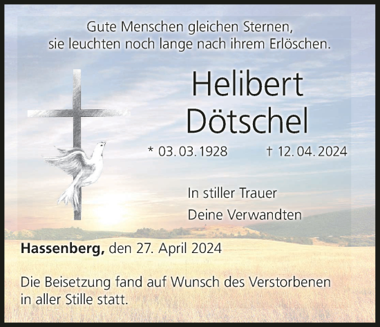 Anzeige von Helibert Dötschel von MGO