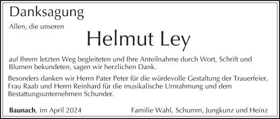 Anzeige von Helmut Ley von MGO