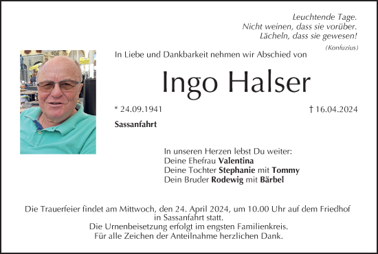 Anzeige von Ingo Halser von MGO