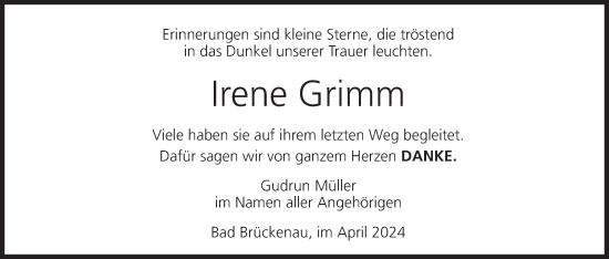 Anzeige von Irene Grimm von MGO