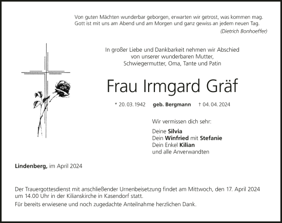 Anzeige von Irmgard Gräf von MGO