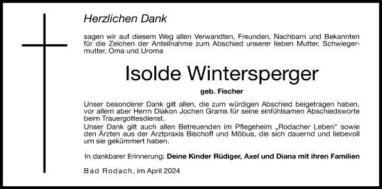 Anzeige von Isolde Wintersperger von MGO