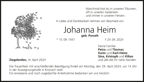Anzeige von Johanna Heim von MGO