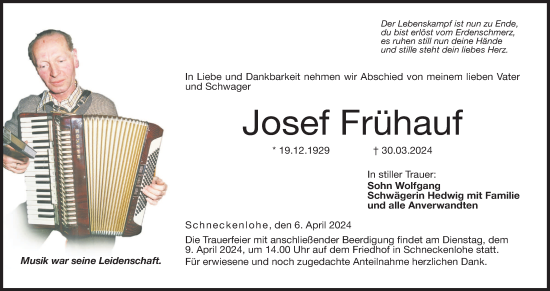 Anzeige von Josef Frühauf von MGO
