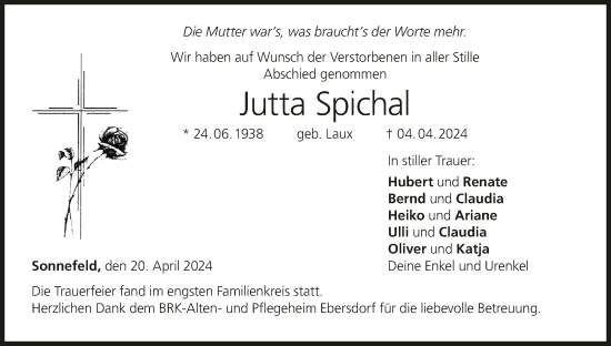 Anzeige von Jutta Spichal von MGO