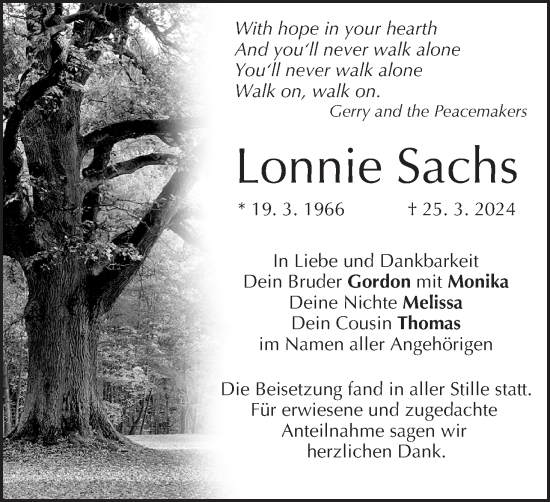 Anzeige von Lonnie Sachs von MGO