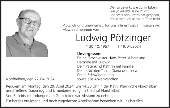 Anzeige von Ludwig Pötzinger von MGO