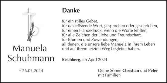 Anzeige von Manuela Schuhmann von MGO