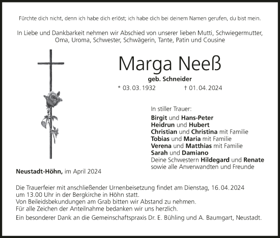 Anzeige von Marga Neeß von MGO