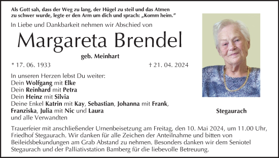 Anzeige von Margareta Brendel von MGO