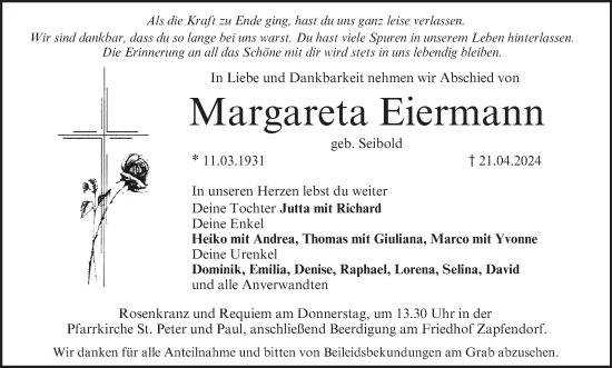 Anzeige von Margareta Eiermann von MGO