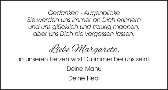 Anzeige von Margarete  von MGO